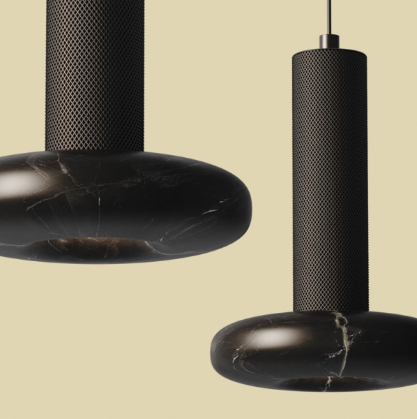 Подвесной светильник Hulo черный металл/черный мрамор от интернет-магазина IDODOM.RU
