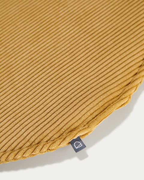 Круглая вельветовая подушка на стул Sora горчичная 35 см от интернет-магазина IDODOM.RU