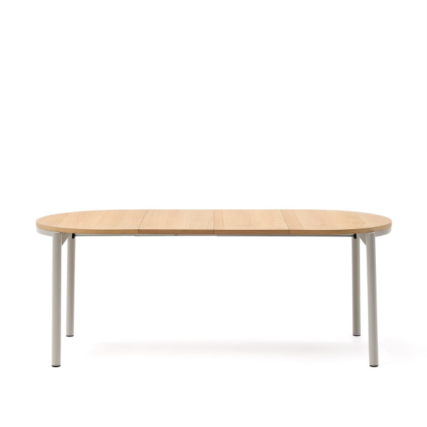 Montuiri круглый раздвижной стол из дубового шпона и белой стали от интернет-магазина IDODOM.RU