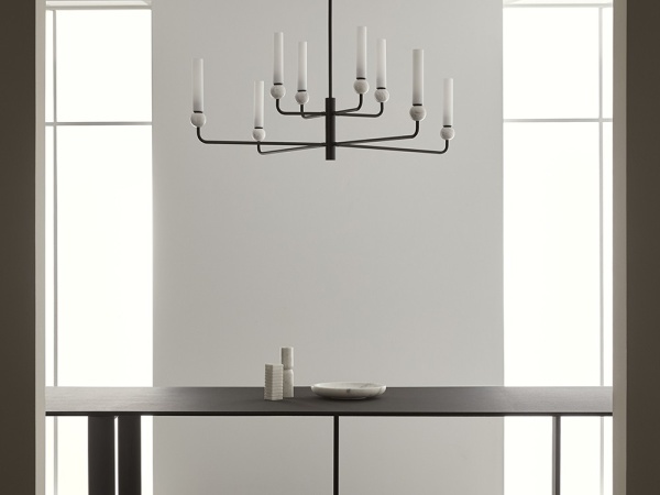 Люстра Delie 8L черный металл - белый мрамор от интернет-магазина IDODOM.RU