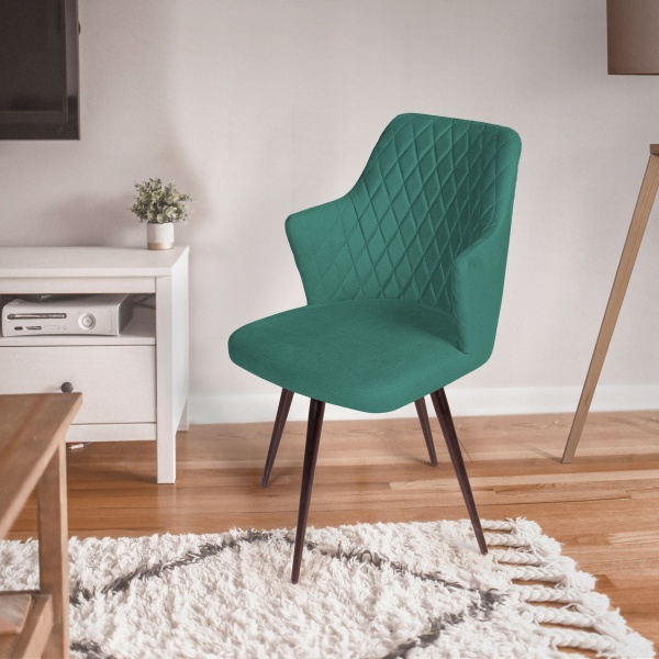 Стул поворотный на 360 градусов Hunt ромб, бархат зеленый 19 / чёрный конус от интернет-магазина IDODOM.RU