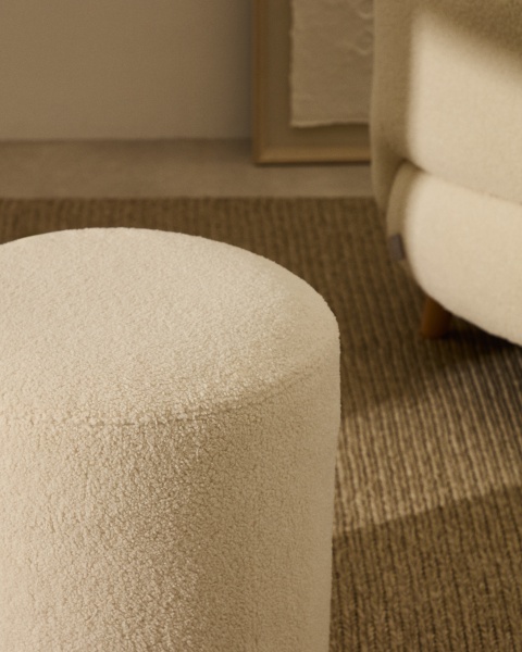 Kaeli Пуф для ног со съемным чехлом из ткани букле цвета экрю от интернет-магазина IDODOM.RU