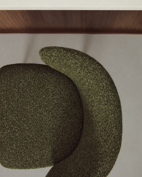 Полубарный стул Ciselia из темно-зеленого шенилла с ножками из ясеня в отделке орех от интернет-магазина IDODOM.RU