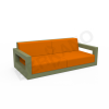 Диван Quarter lounge с подушками темно-зеленого цвета, аксессуар оранжевого цвета
