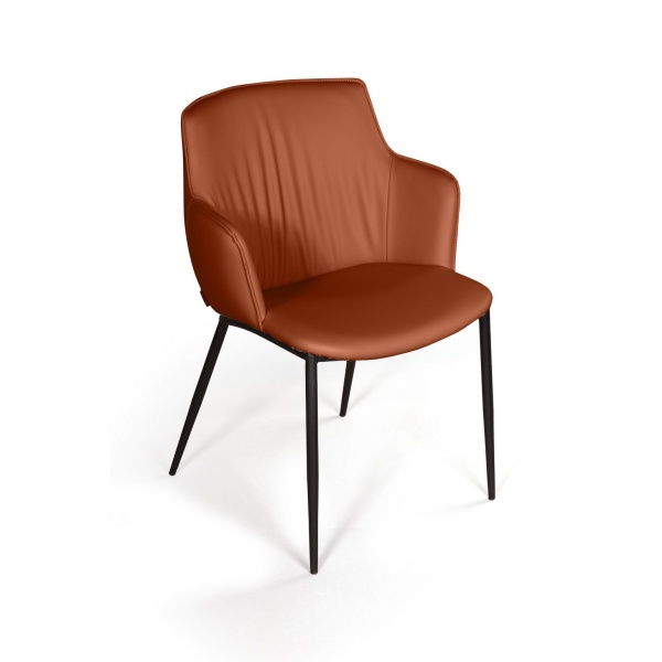 Стул с подлокотниками Sofia, экокожа soft-touch, терракот от интернет-магазина IDODOM.RU