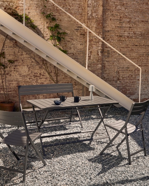 Складная уличная скамейка Torreta из алюминия с черной отделкой от интернет-магазина IDODOM.RU