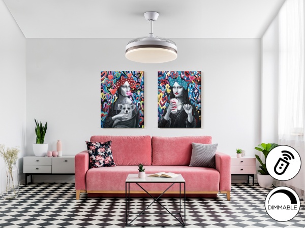 Вентилятр с освещением Vento D50 DIM белый-бронзовый от интернет-магазина IDODOM.RU