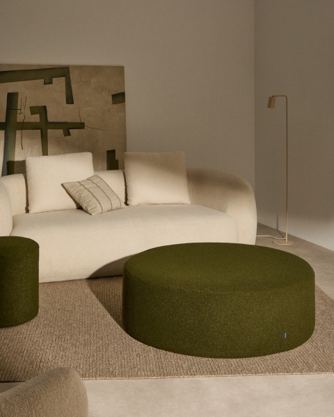 Пуф Kaeli со съемным чехлом из зеленого букле Ø 120 см от интернет-магазина IDODOM.RU