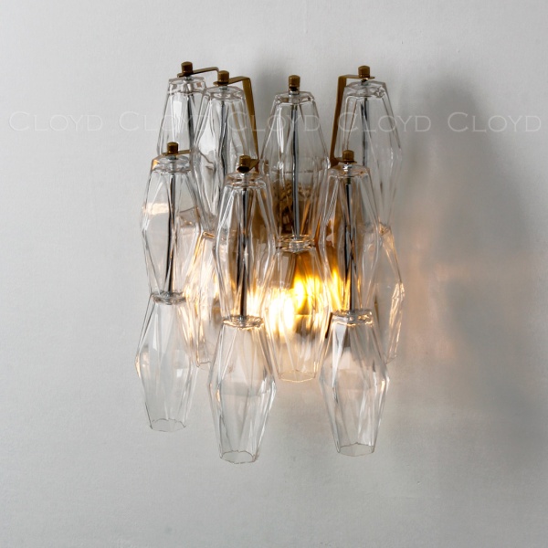 Бра Cloyd CALCUTTA W2 / выс. 37 см - латунь - прозрачн.стекло (арт.20485) от интернет-магазина IDODOM.RU