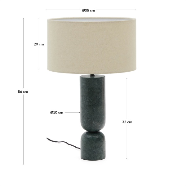 Настольная лампа Vex из зеленого мрамора с серым льняным абажуром от интернет-магазина IDODOM.RU