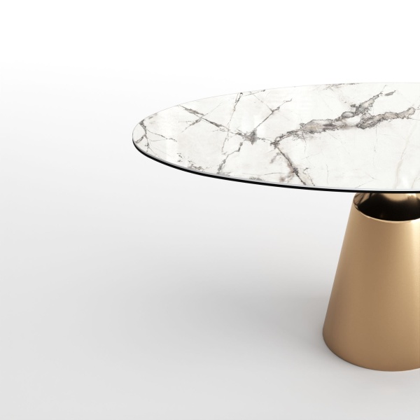 Стол овальный Lucas 160, керамика глянцевая, белая от интернет-магазина IDODOM.RU