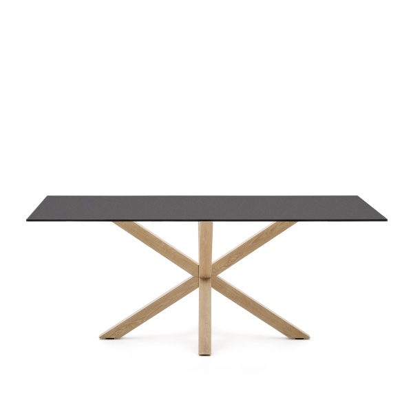 Argo Стол обеденный со стальными ножками Wofect и столешницей из черного стекла 200x100 от интернет-магазина IDODOM.RU