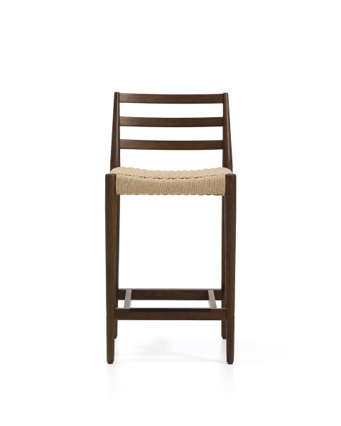 Полубарный стул Analy из массива дуба в отделке орех и веревочным сиденьем 65 см от интернет-магазина IDODOM.RU
