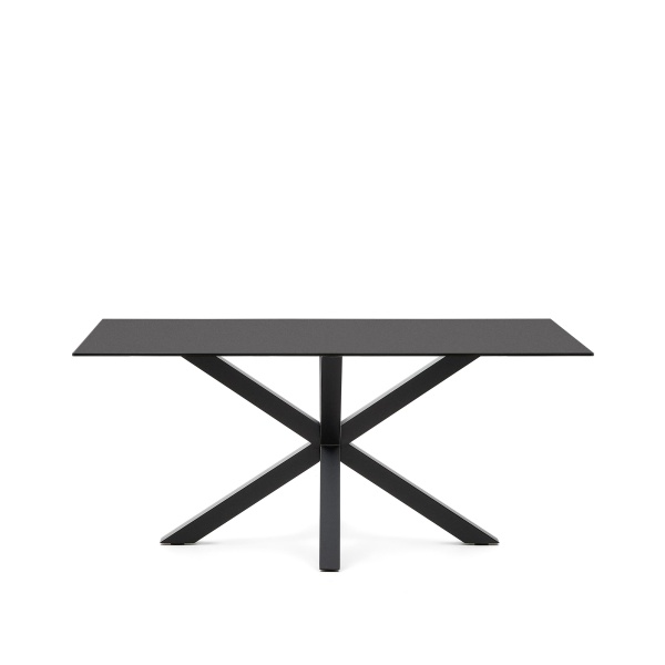 Стол Argo с черным стеклом и черными стальными ножками 160 x 190 от интернет-магазина IDODOM.RU