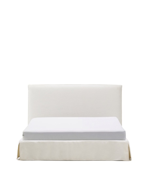 Кровать Jaira из белого шенилла со съемным чехлом для матраса 180x200 см от интернет-магазина IDODOM.RU