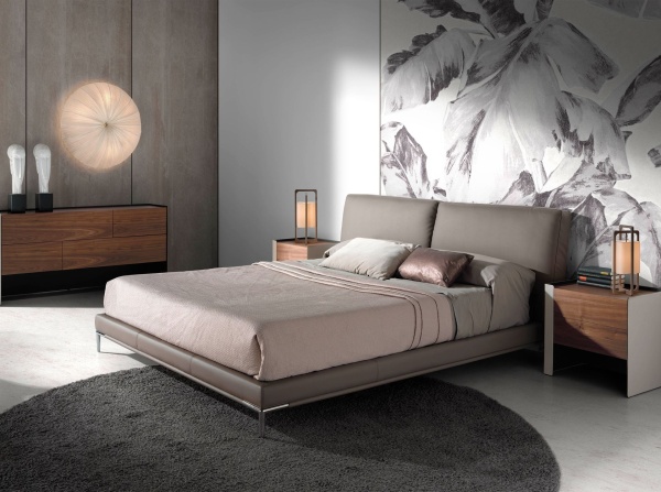 Прикроватная тумбочка MB1802NS / 7118 из кожи и орехового дерева от интернет-магазина IDODOM.RU