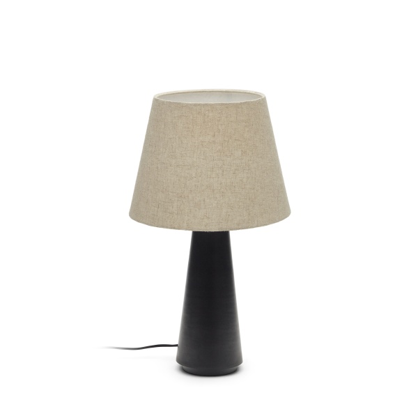 Torrent Металлическая настольная лампа с черной отделкой и льняным абажуром от интернет-магазина IDODOM.RU