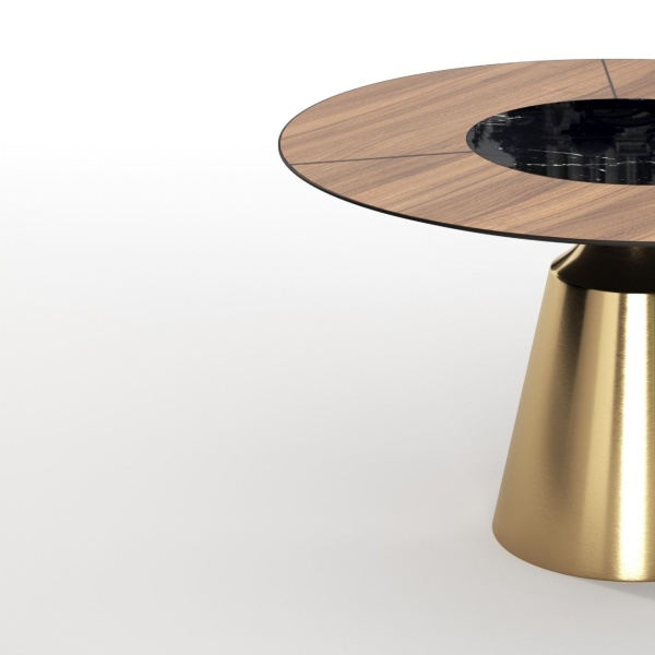 Стол круглый Lucas 120, шпон, керамика глянцевая, черная от интернет-магазина IDODOM.RU