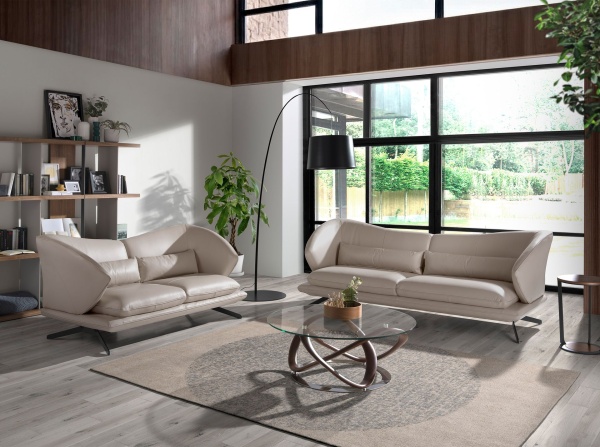 Диван 2-х местный 6145/KF2157-2P-M5652 кожаный с декоративными подушками от интернет-магазина IDODOM.RU