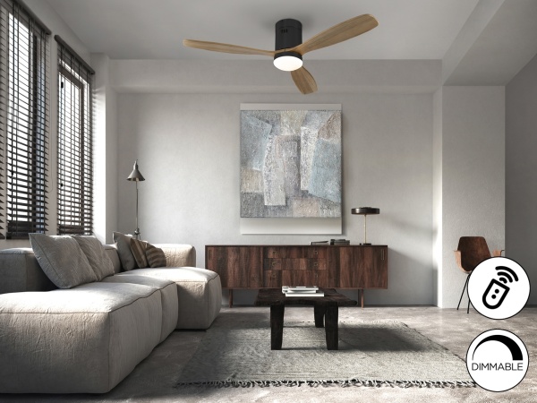 Siroco Потолочный вентилятор с освещением DIMABLE черный/орех от интернет-магазина IDODOM.RU