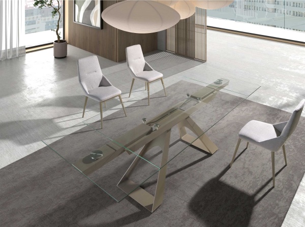 Раздвижной обеденный стол 1125/MC22052DT из закаленного стекла 160/200/240 x 90 от интернет-магазина IDODOM.RU