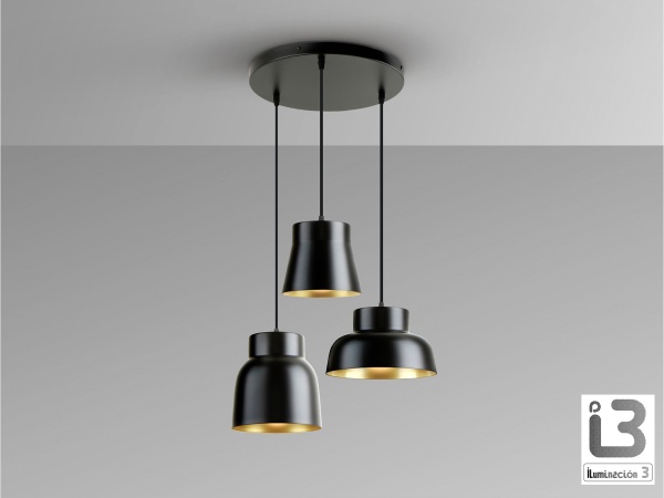 Vulcano Люстра 3L D50 черный/золотистый от интернет-магазина IDODOM.RU