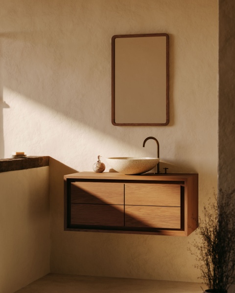 Shamel Зеркало из массива тика с отделкой под орех 45 x 70 см от интернет-магазина IDODOM.RU