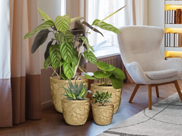 Ilian Набор из четырех цветочных горшков - золотой от интернет-магазина IDODOM.RU