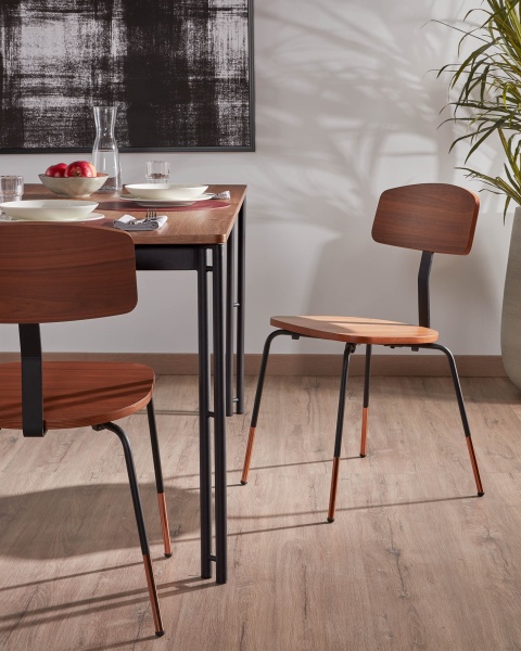 Стул Okay из черного металла и дерева ореха от интернет-магазина IDODOM.RU