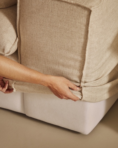 Anarela 3-местный диван со съемным чехлом и льняными подушками бежевого цвета 280 см от интернет-магазина IDODOM.RU