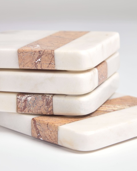 Подставки под кружки Saskia 4 шт бело-серый мрамор от интернет-магазина IDODOM.RU