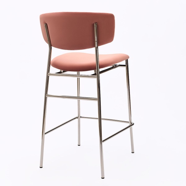 Стул полубарный Deimos, микровелюр розовый, опоры хром от интернет-магазина IDODOM.RU