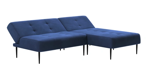 Monaco диван-кровать с шезлонгом, без подлокотников, бархат синий 29 от интернет-магазина IDODOM.RU