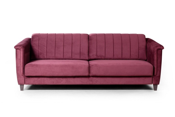 Амстердам диван-кровать трехместный прямой, велюр красный от интернет-магазина IDODOM.RU