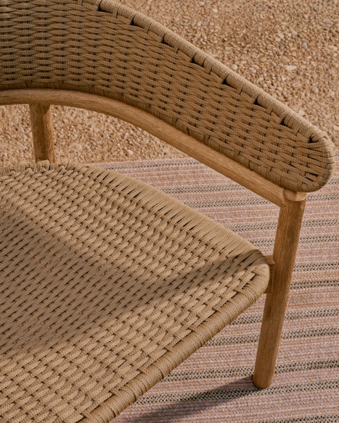 Кресло Arinella из акации с натуральной отделкой и бежевой веревкой от интернет-магазина IDODOM.RU