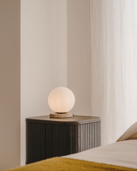 Malachi Настольная лампа из матового стекла и травертина от интернет-магазина IDODOM.RU