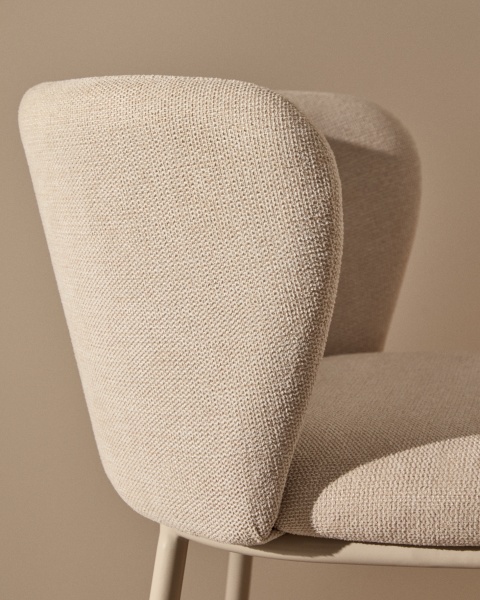 Полубарный стул Ciselia из бежевого шенилла и бежевой стали, 65 см от интернет-магазина IDODOM.RU