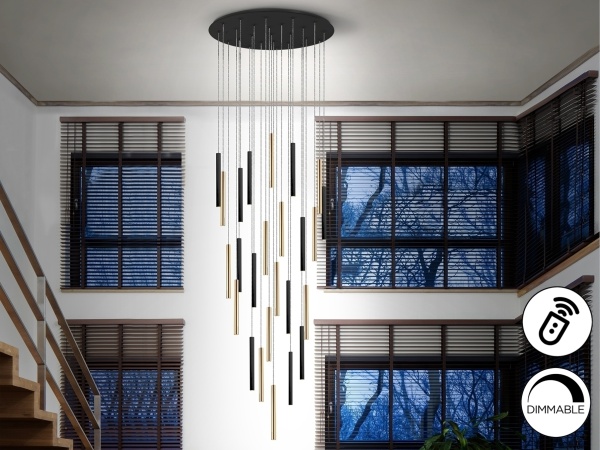 Подвесной светильник Varas 25L черно-золотой DIM от интернет-магазина IDODOM.RU