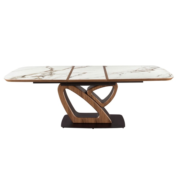 Раздвижной обеденный стол 1161 из керамики с мраморной отделкой и ореха от интернет-магазина IDODOM.RU