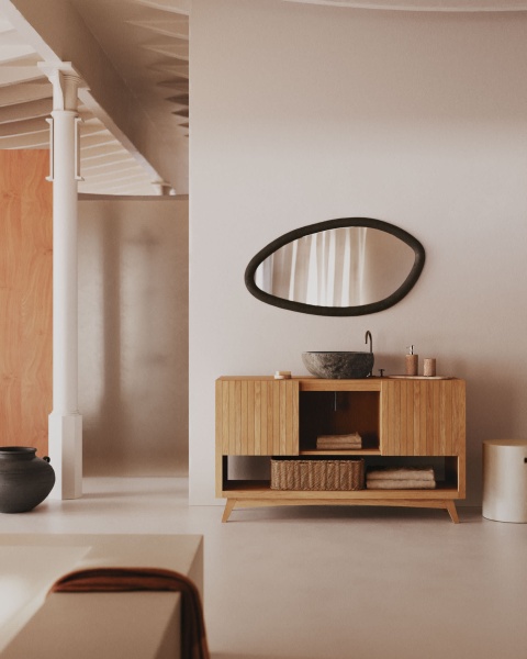 Magrit Зеркало в раме из массива мунгура с черной отделкой Ø 60 x 110 см от интернет-магазина IDODOM.RU