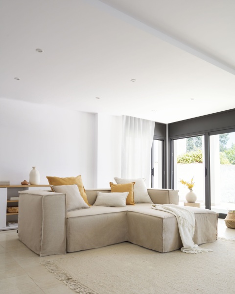 Чехол для подушки Blok горчичный лен 60 x 60 cm от интернет-магазина IDODOM.RU