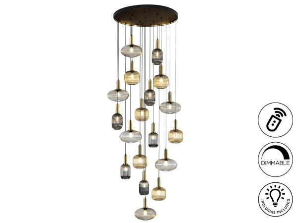 Люстра Norma 18L черный / латунь DIM от интернет-магазина IDODOM.RU