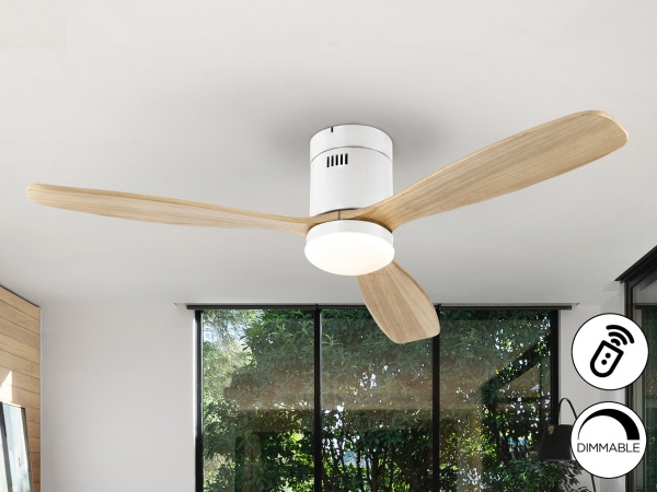 Siroco Потолочный вентилятор с освещением DIMABLE белый/древесный от интернет-магазина IDODOM.RU