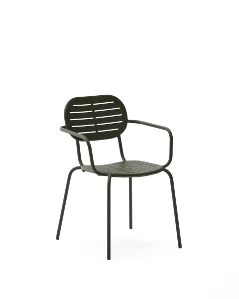 Стул для улицы Brai с подлокотниками из оцинкованной стали зелёного цвета от интернет-магазина IDODOM.RU