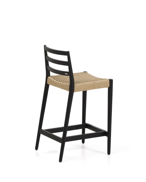 Полубарный стул Analy из массива дуба в черной отделке и веревочным сиденьем 65 см от интернет-магазина IDODOM.RU