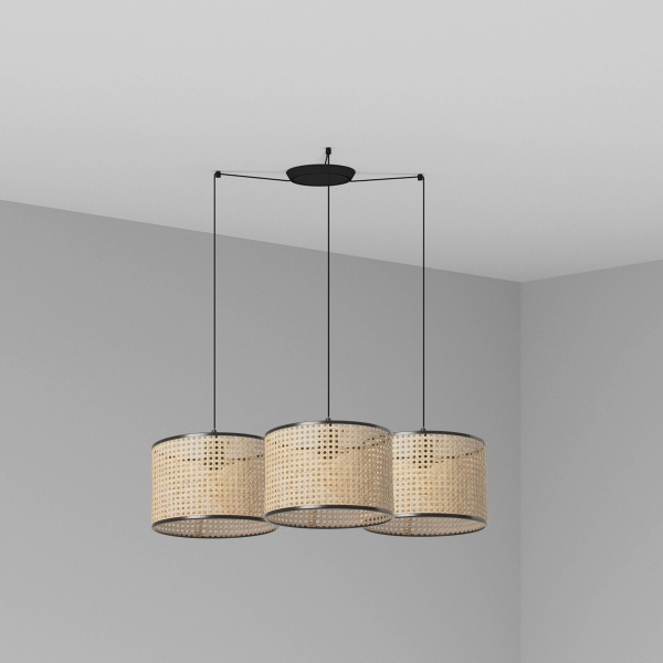 Подвесной светильник Mambo черный/ротанг ø32 3L от интернет-магазина IDODOM.RU