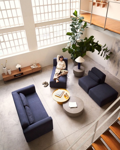 Neom 2-местный модульный диван синего цвета 188 см от интернет-магазина IDODOM.RU