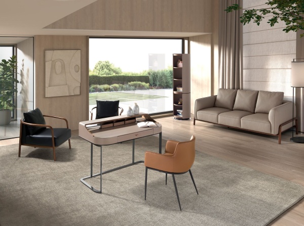 Туалетный столик 3279 из экокожи, ореха и серой стали от интернет-магазина IDODOM.RU