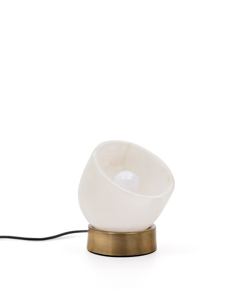 Настольная лампа Shenli из алебастра и металла с латунной отделкой от интернет-магазина IDODOM.RU