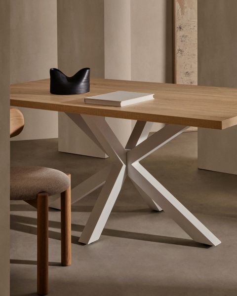 Стол Arya деревянный с белыми стальными ножками 200x100 от интернет-магазина IDODOM.RU